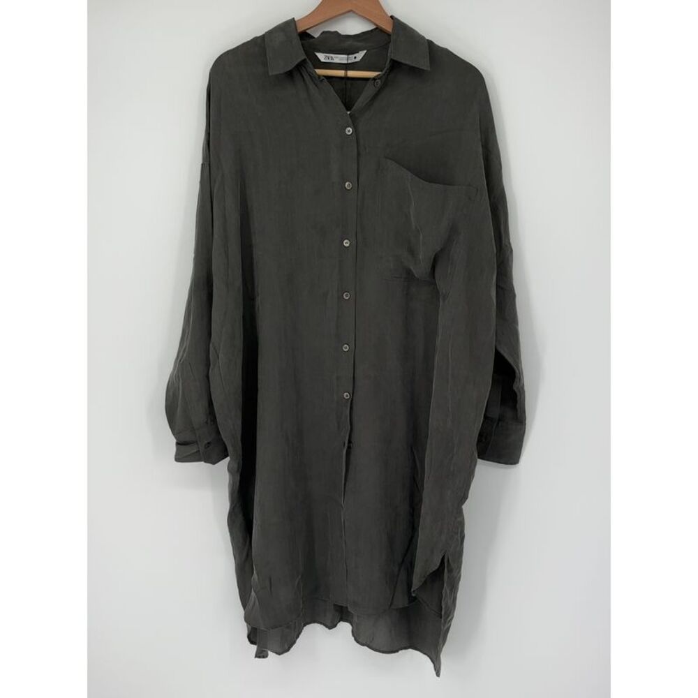 Zara Shirt Dress in Charcoal Gray